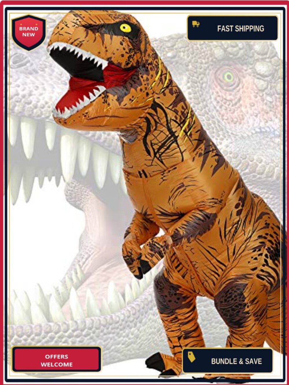 Inflatable Dinosaur Costume Adult T-Rex Blow Up Halloween Christmas Cosplay